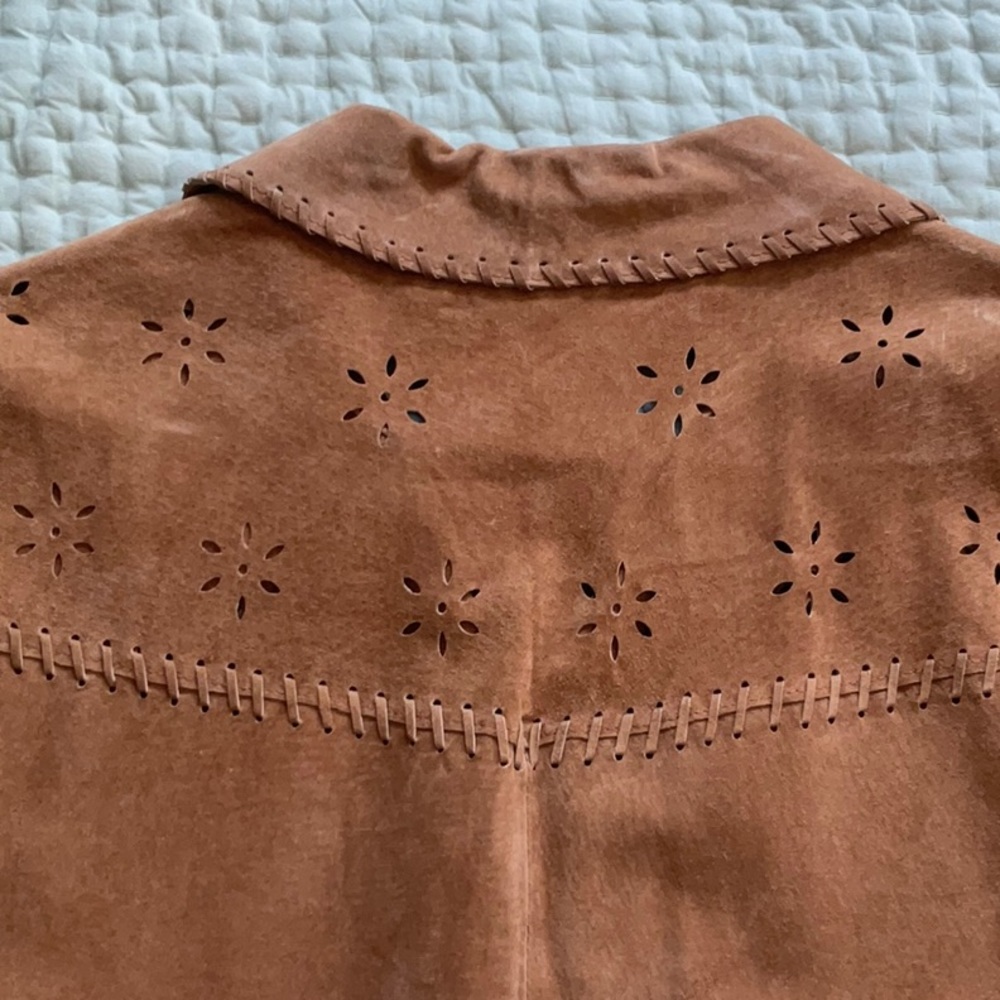 Coldwater Creek leather vest with cut design